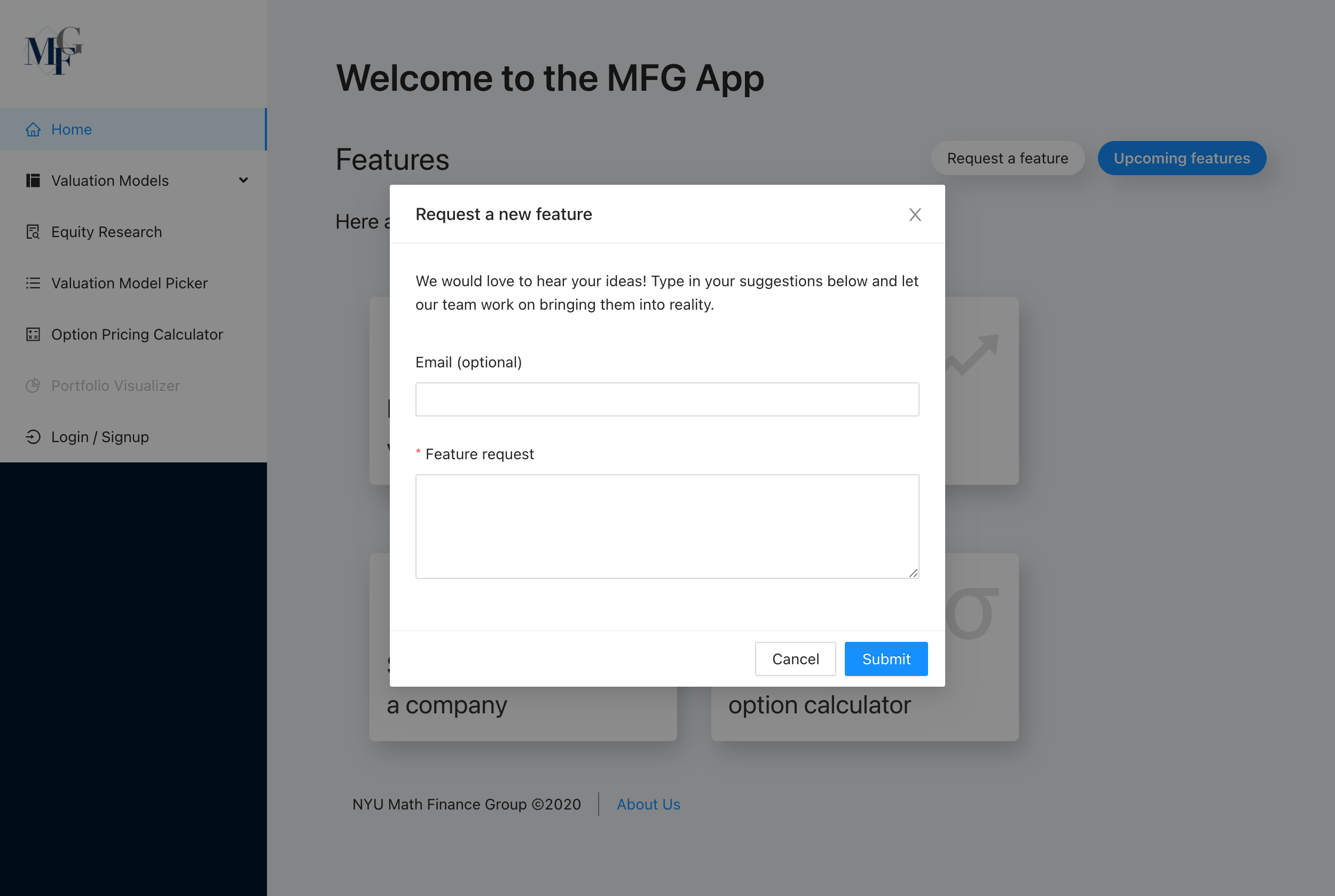 mfg app feature req